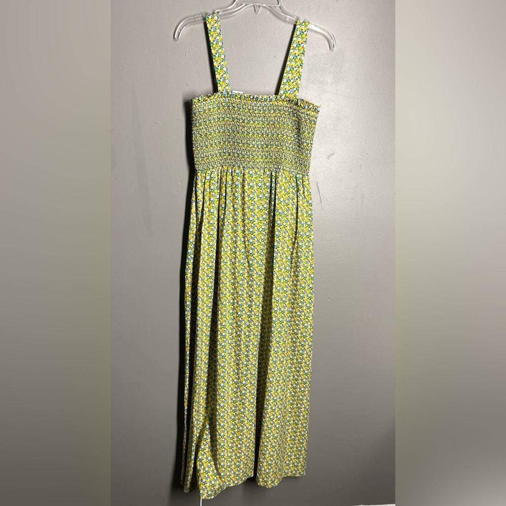 Loft Floral Smocked Bodice Maxi‎ Dress Yellow Sz Small Cottagecore Resortwear